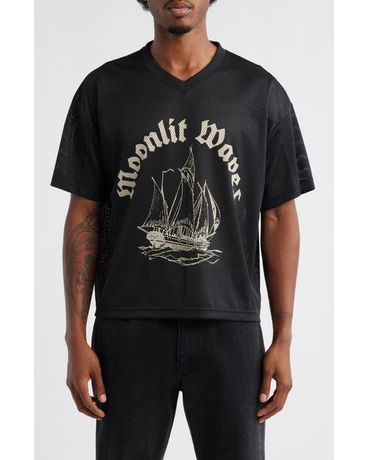 PacSun Black Moonlit Mesh Jersey Graphic Top for men