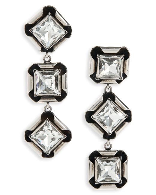 Givenchy Black Deconstructed Crystal Drop Earrings