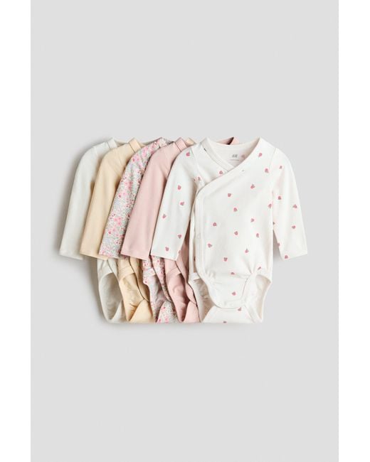 H&M Multicolor 5-Pack Wrapover Bodysuits for men