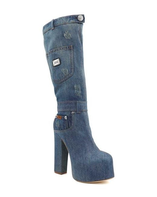 Zigi Blue Candida Platform Knee High Boot