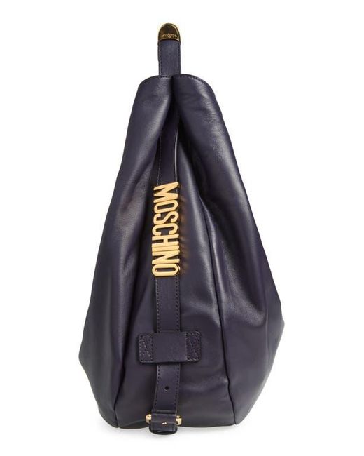 Moschino Blue Handle Me Leather Hobo Bag