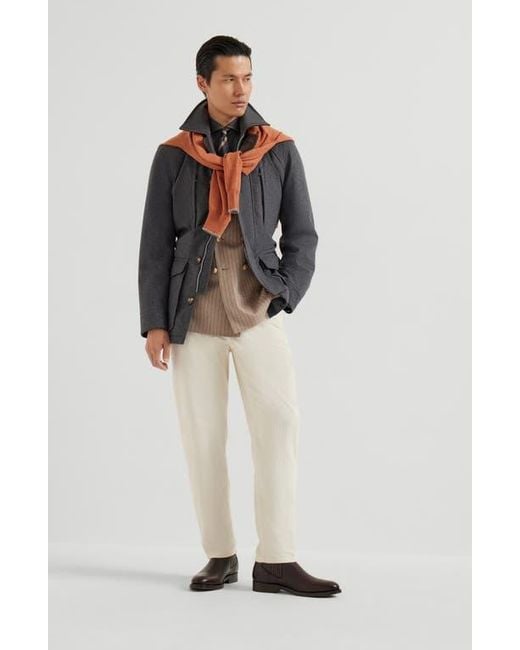 Brunello Cucinelli Gray Spread Collar Shirt for men