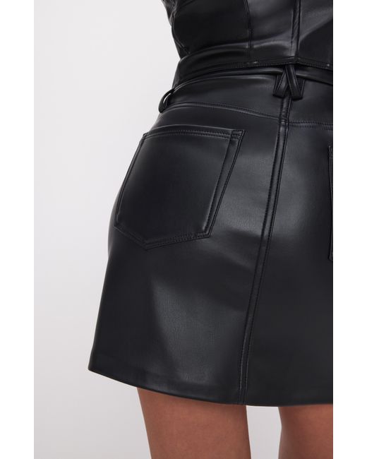 GOOD AMERICAN Gray Faux Leather Miniskirt