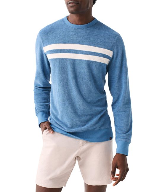 Faherty Brand Blue Cabana Surf Stripe Terry Cloth Crewneck Sweatshirt for men