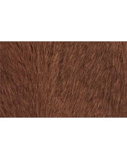 Cinq À Sept Brown Faux Pearl & Crystal Detail Faux Fur Coat