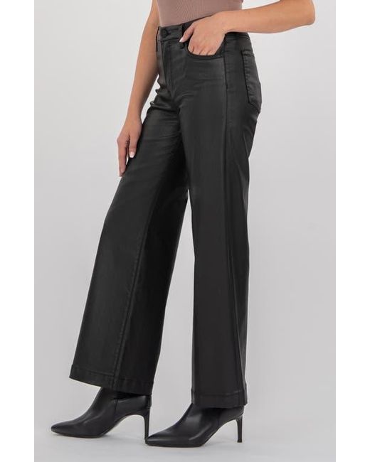Kut From The Kloth Black Meg Coated Mid Rise Wide Leg Jeans