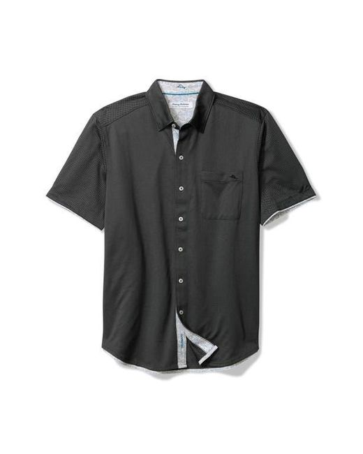 Tommy Bahama Black San Lucio Tri Leaf Geo Happy Hour Islandzone Button-Up Shirt for men
