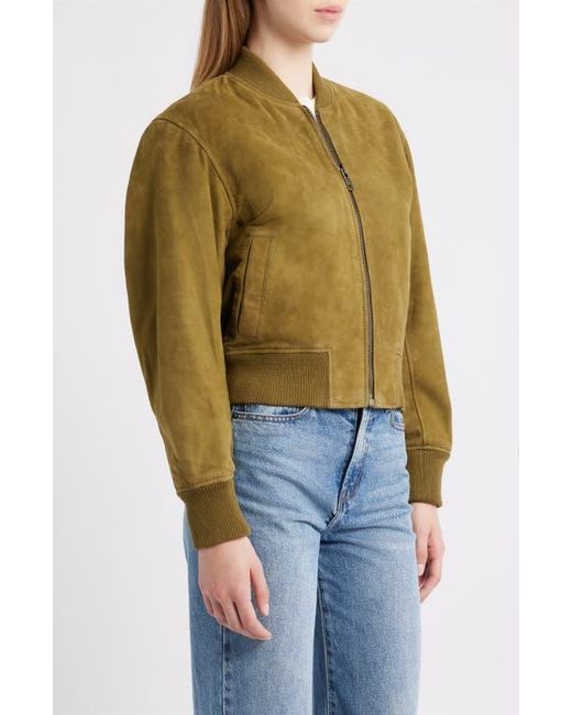 Schott Nyc Green Suede Bomber Jacket
