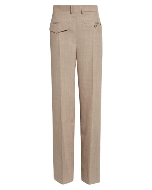 Victoria Beckham Reverse Front Virgin Wool Pants in Natural | Lyst