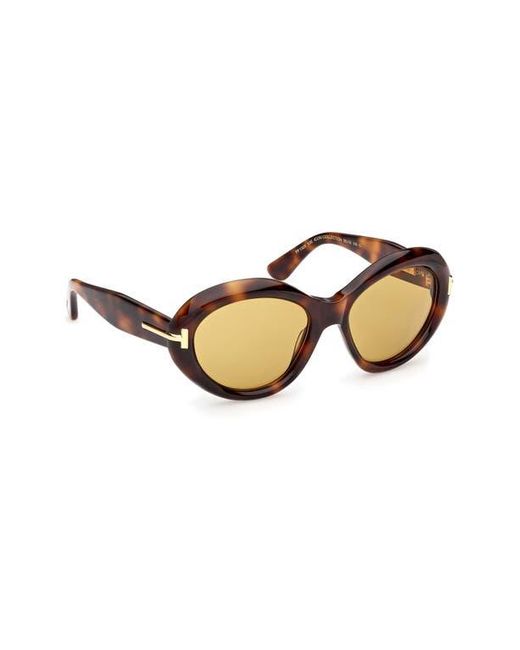 Tom Ford Brown 55Mm Oval Sunglasses
