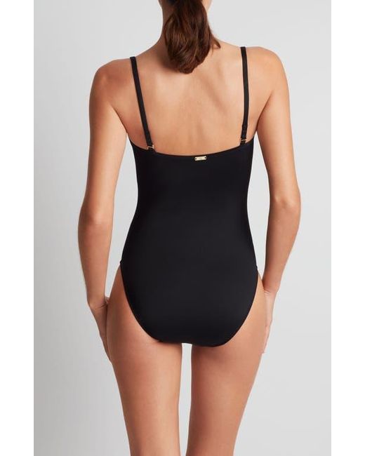 Ralph Lauren Blue 'V' Underwire One-Piece Swimsuit