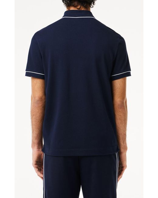 Lacoste Blue Regular Fit Tipped Piqué Polo for men