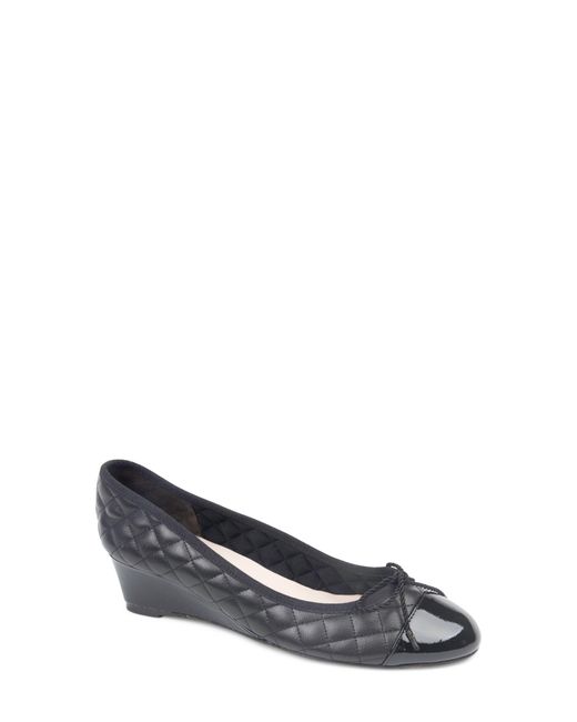 Paul Mayer Blue Cap Toe Quilted Wedge Pump