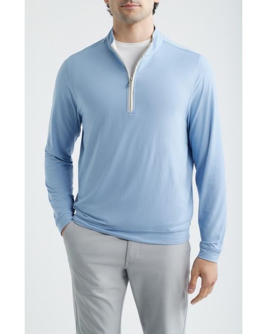 Scott Barber Blue Solid Performance Quarter Zip Pullover for men