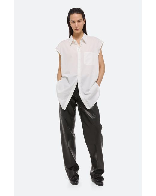 Helmut Lang White Soft Cap Sleeve Button-up Shirt