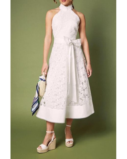 coast white lace dress Coast Women's Short Sleeve Lace Midi Dress in Ivory | Size: 10