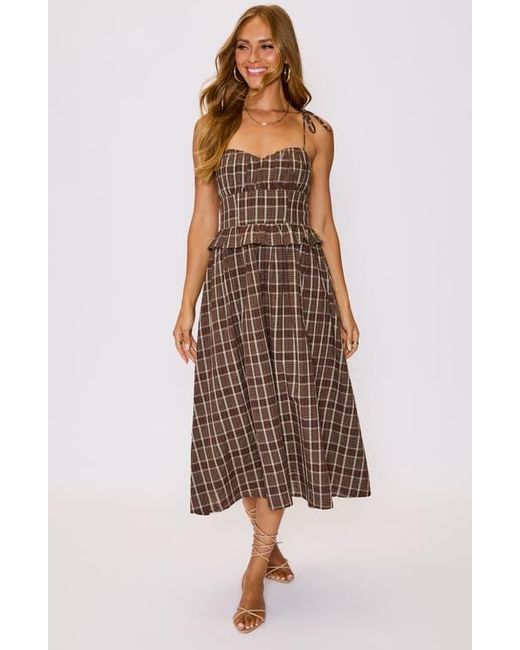 Vici Collection Women's Brown Emma Plaid Midi Dress Vici Collection Women's Brown Emma Plaid Midi Dress