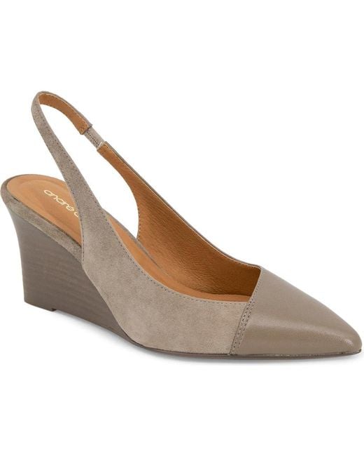 Andre Assous Brown Laina Slingback Wedge Pump
