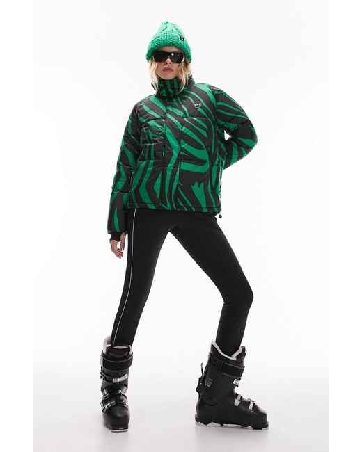 TOPSHOP Sno Water Resistant Puffer Ski Jacket in Green