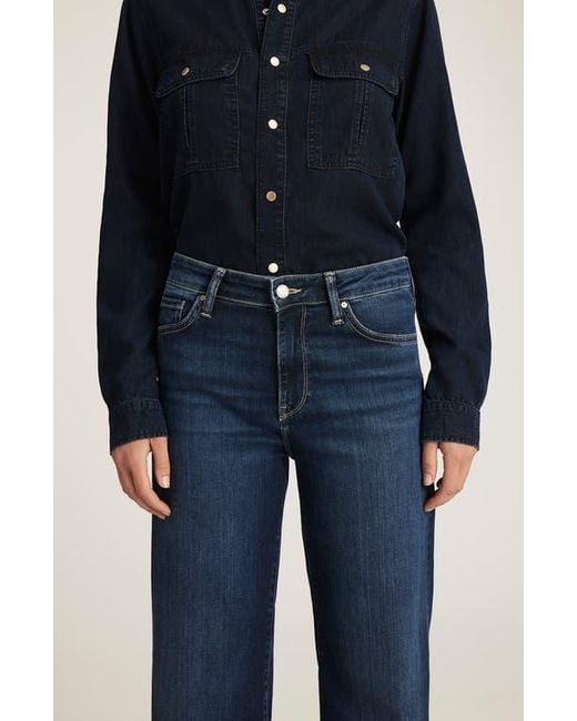 Mavi Blue Paloma Raw Hem Wide Leg Jeans