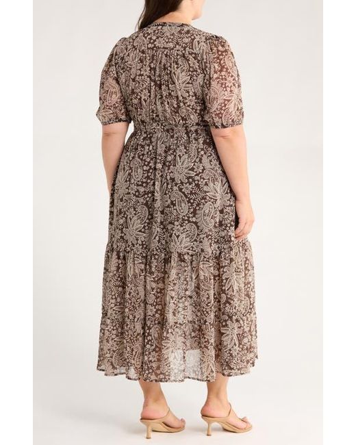 Gibsonlook Brown Kira Print Drawstring Maxi Dress