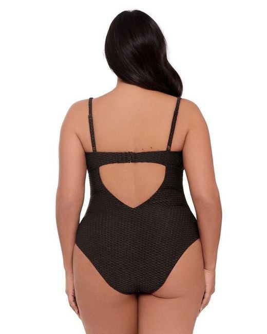 S3 Black Novelty Texture Underwire One Piece Swimsuit