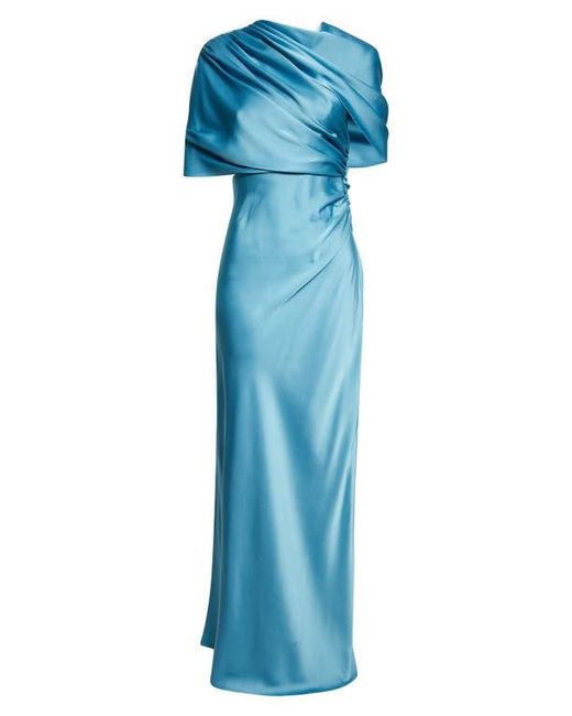 Stella McCartney Blue Draped Satin Cape Gown