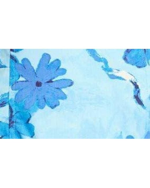 Moon River Blue Floral Print Sleeveless Sundress