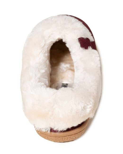 Minnetonka Red Camp Collar Faux Fur Scuff Slipper