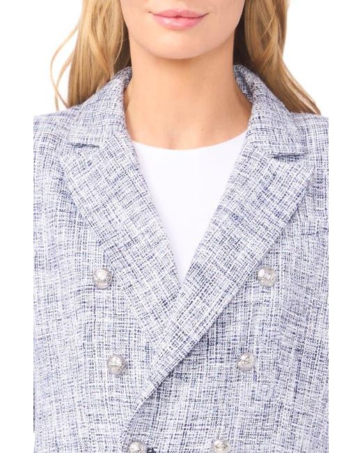Cece Blue Tweed Double Breasted Blazer