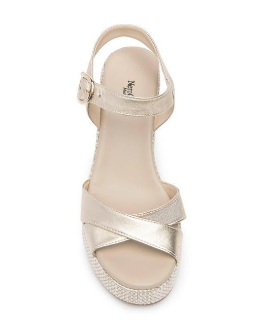 Nero Giardini Metallic Ankle Strap Platform Sandal