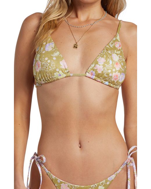 Billabong Brown Feelin' Peaceful Reversible Triangle Bikini Top