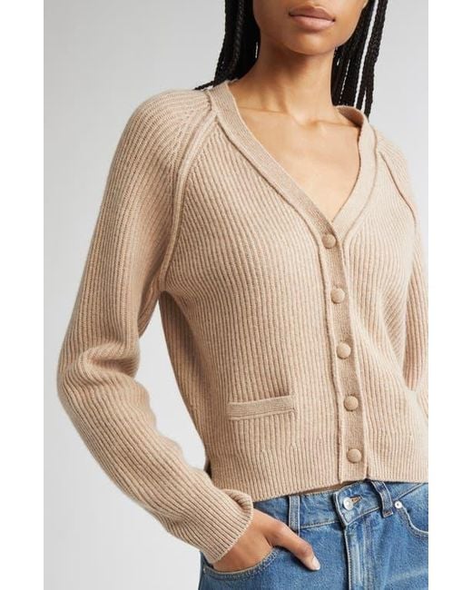 Victoria Beckham Blue Wool & Cashmere Rib Cardigan
