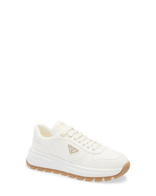 Prada White Prax Leather Sneaker