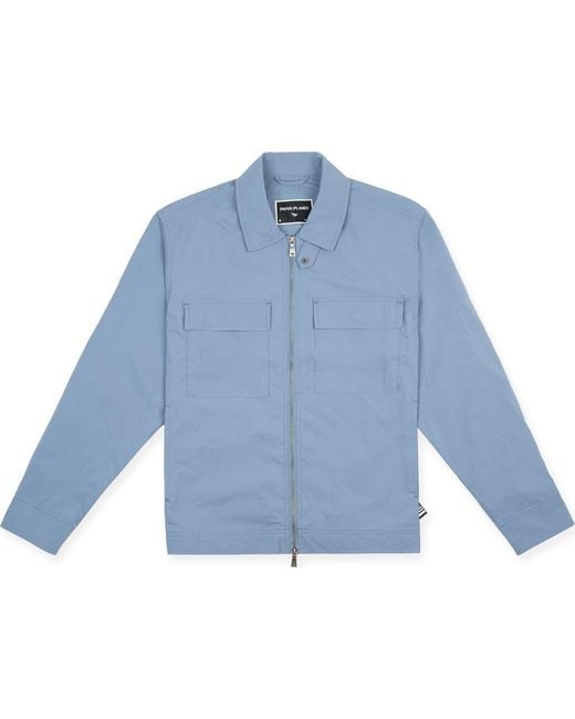 PAPER PLANES Blue Cotton Blend Utility Jacket for men
