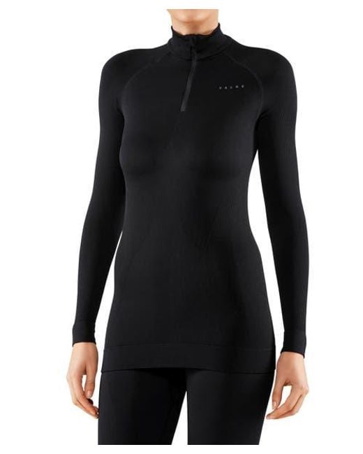 Falke Black Maximum Warm Zip Base Layer Top