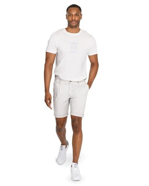 Brooklyn Brigade White Slim Fit Solid Pleated Shorts for men