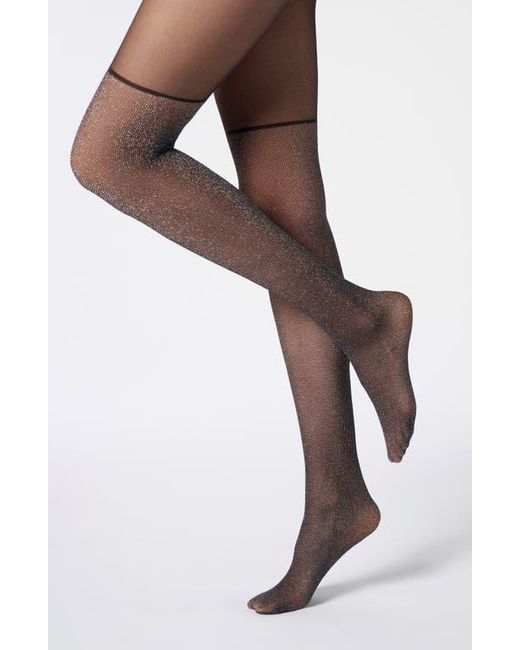 Oroblu White Precious Metallic Mixed Stitch Tights