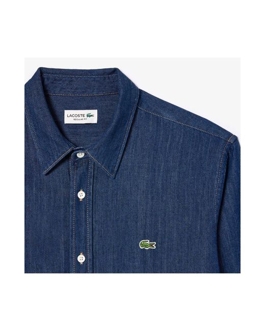 Lacoste Blue Regular Fit Denim Button-up Shirt for men