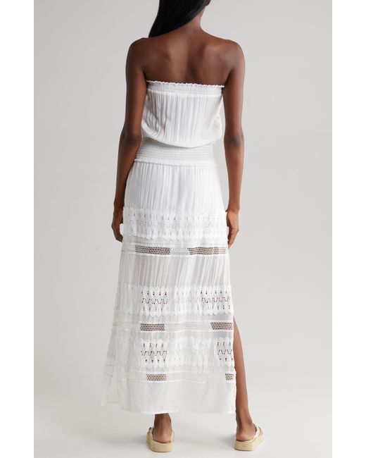 Elan White Lace Strapless Cover-up Maxi Dress