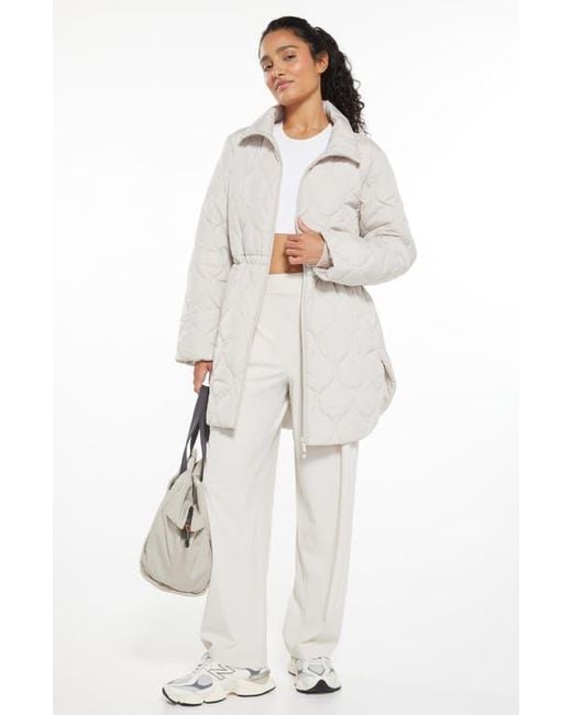 Zella White Skyline Longline Quilted Jacket