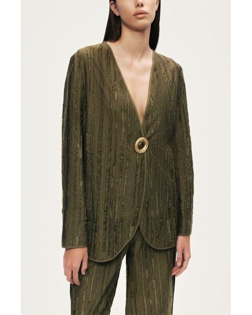 Nocturne Green Textured Tailored Jacket
