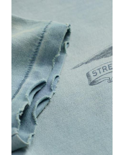 Ralph Lauren Blue Distressed Jersey Graphic T-Shirt for men