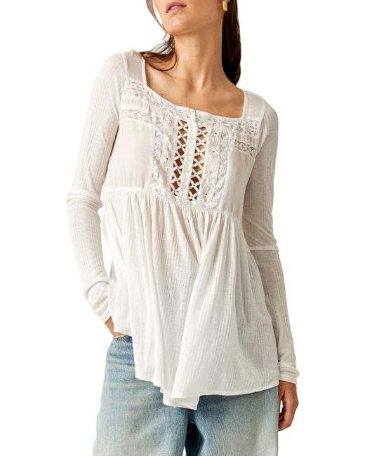 Free People Pretty Please Lace Tunic Top in White | Lyst