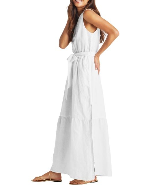 Splendid White Stella Linen Maxi Dress