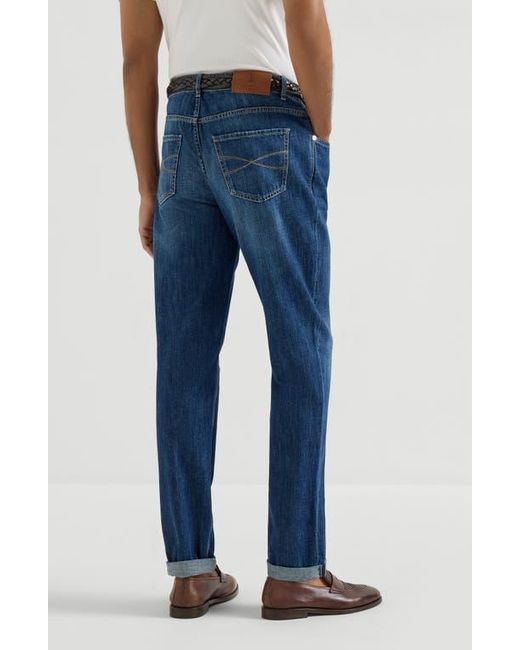 Brunello Cucinelli Blue Lightweight Denim Trousers for men