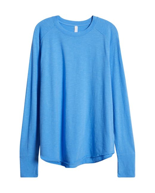 Zella Blue Relaxed Long Sleeve Slub Jersey T-shirt