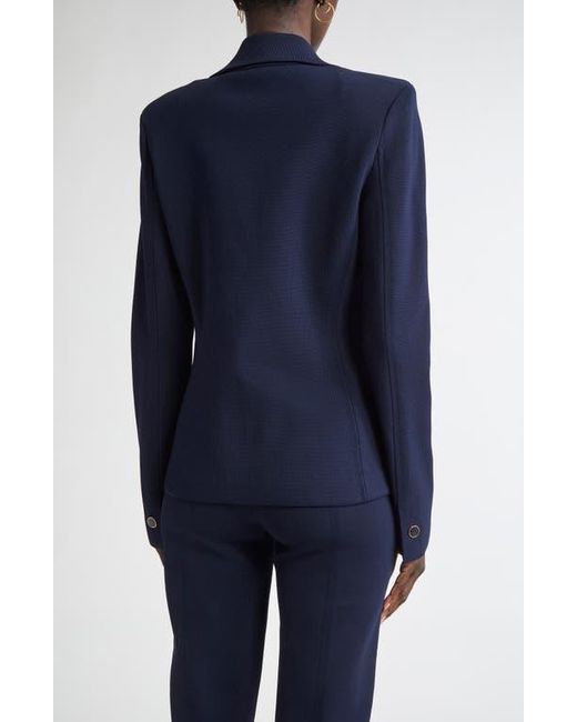 St. John Blue Harper One-Button Knit Jacket