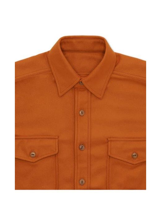 Fortela Orange Cpo Flannel Wool Overshirt for men