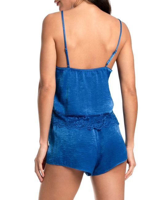 In Bloom Blue Satin & Lace Short Pajamas